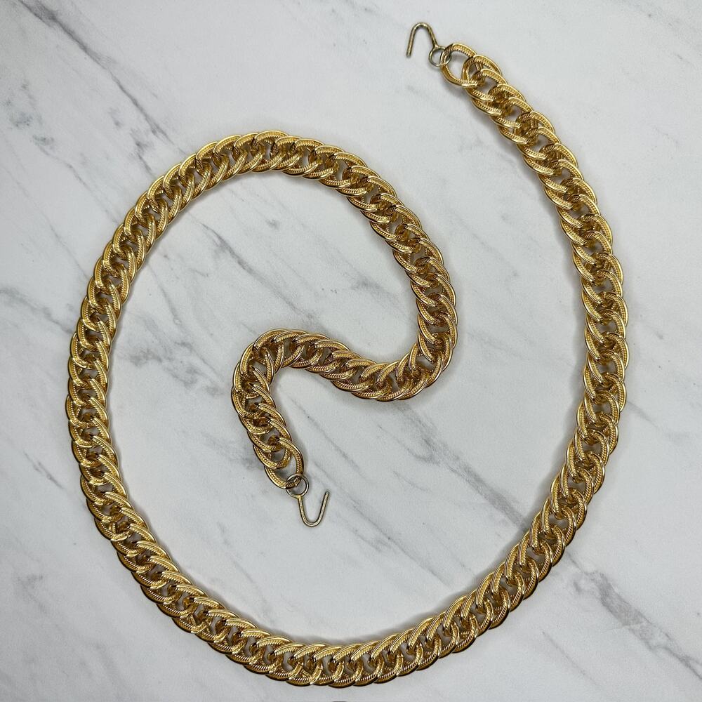 Chunky Double Hook Gold Tone Metal Chain Link Belt Y2K XS/Small (XS/S) ✨